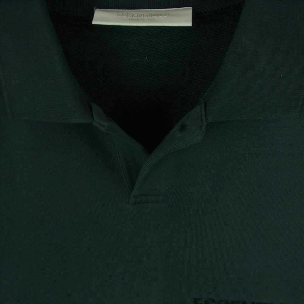 FEAR OF GOD フィアオブゴッド ESSENTIALS LS Polo エッセンシャルズ ロゴ 長袖 ポロ シャツ ブラック系 ダークグレーに近い黒系【中古】