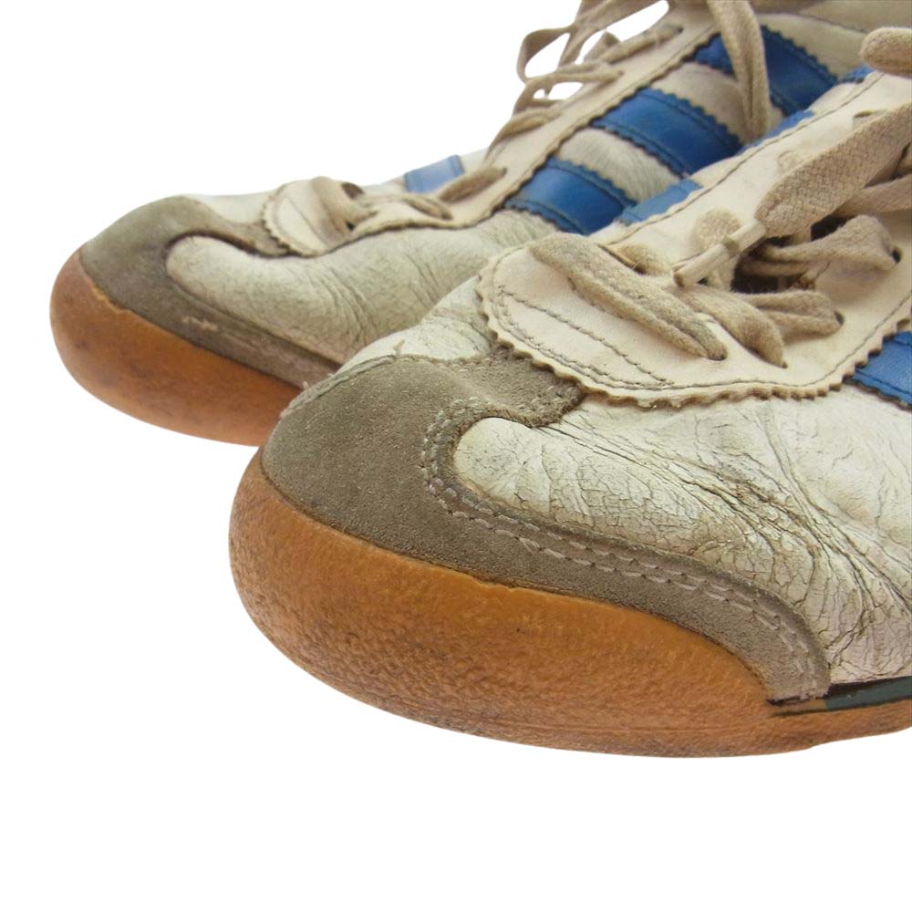 adidas アディダス 観賞用 ヴィンテージ オリジナル 80s ユーゴスラビア製 ROM ローマ スニーカー オフホワイト系 ライトブルー系 実寸25cm程度【中古】