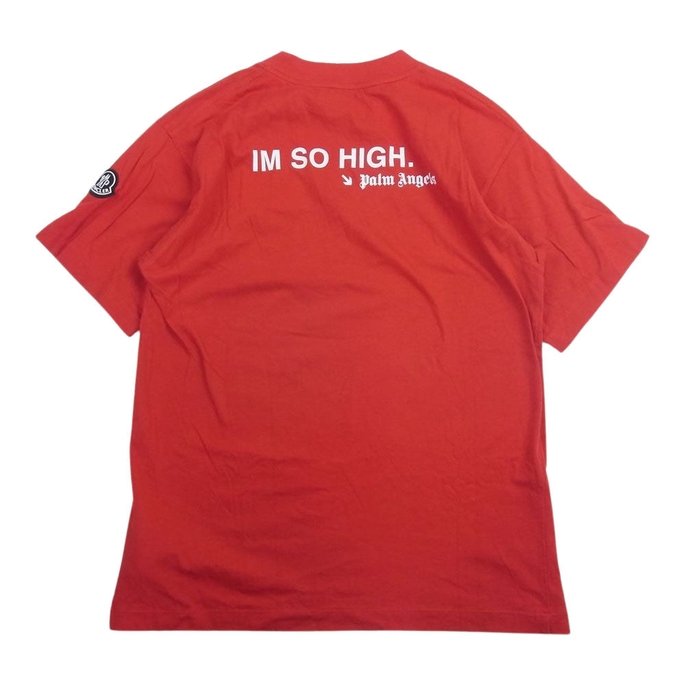 MONCLER モンクレール × PALM ANGELS パームエンジェルス D20968002750 プリント Tシャツ 半袖 レッド系 M【中古】