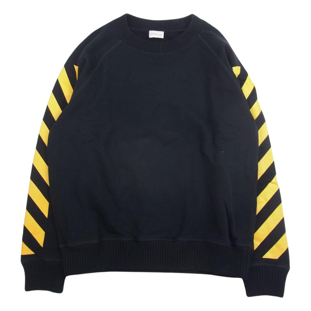 MONCLER モンクレール × OFF WHITE オフホワイト B209H8001050 国内正規品 MAGLIA GIPOCOLLO ナンバリング バックプリント スウェット トレーナー ブラック系 L【中古】