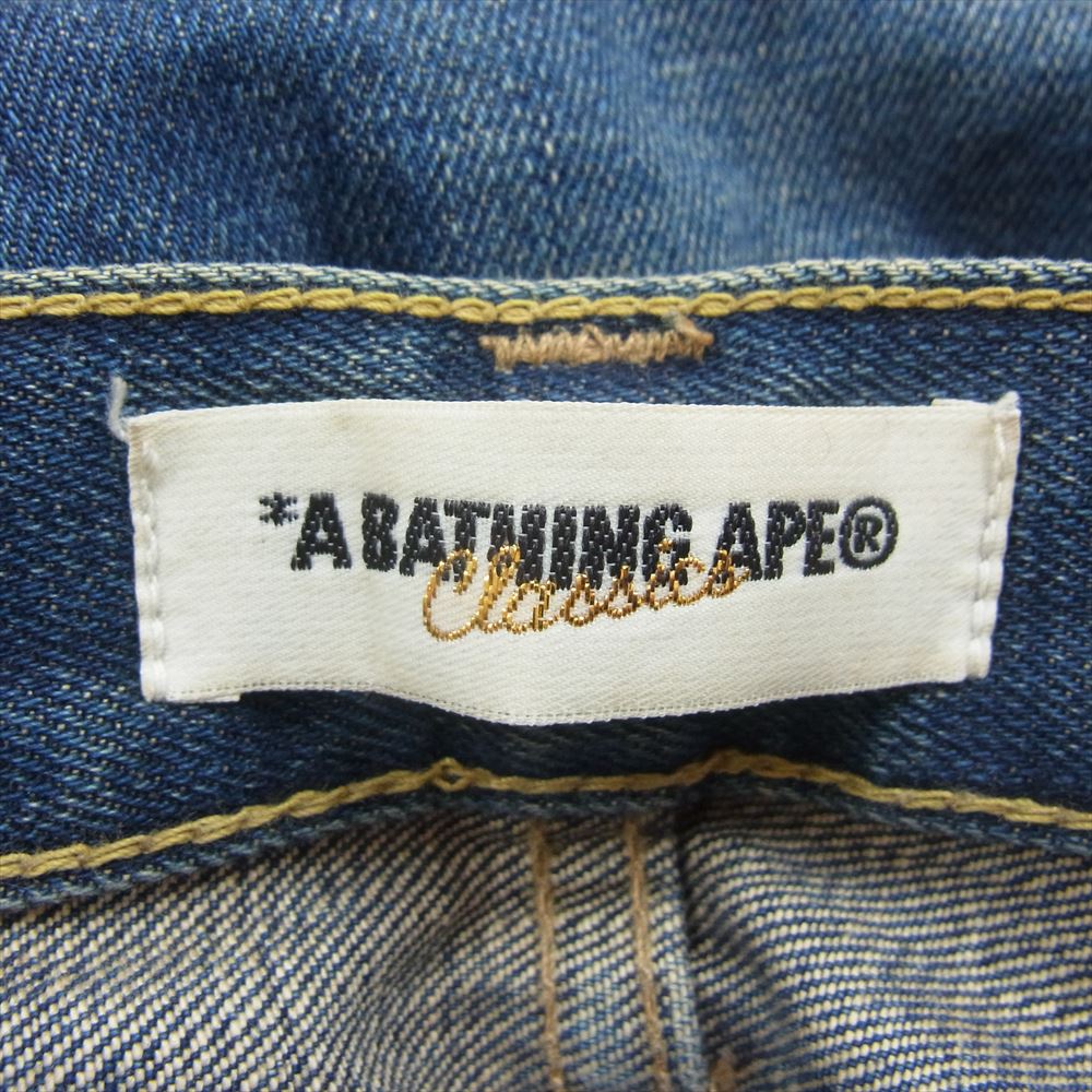 A BATHING APE アベイシングエイプ チャンピオン バック刺繍 デニム パンツ インディゴブルー系 M【中古】