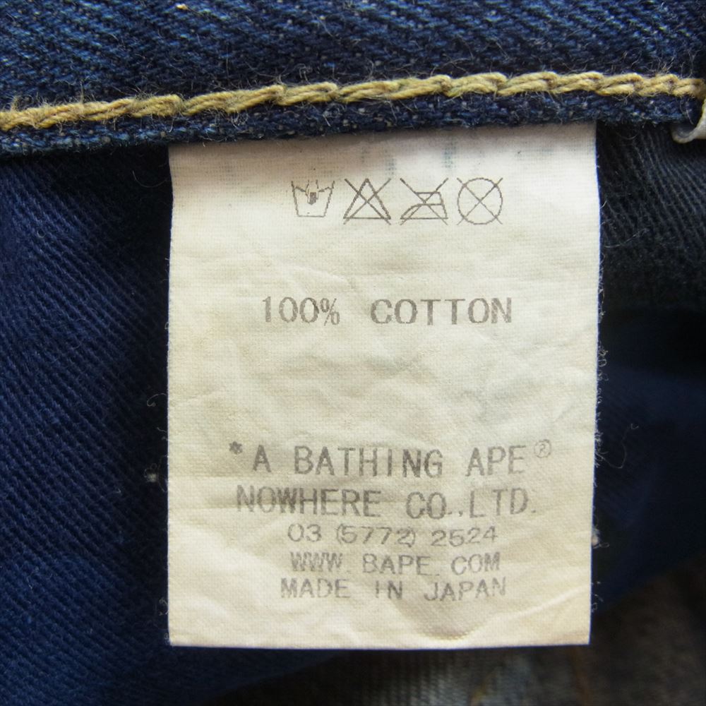 A BATHING APE アベイシングエイプ チャンピオン バック刺繍 デニム パンツ インディゴブルー系 M【中古】