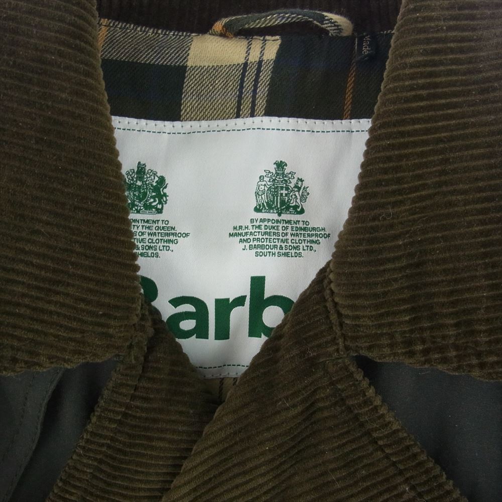 Barbour バブアー 1902200 DESPATCH RIDERS WAX オイルド ワックス 襟コーデュロイ トレンチコート グリーン系 ダークグリーン系 36【中古】