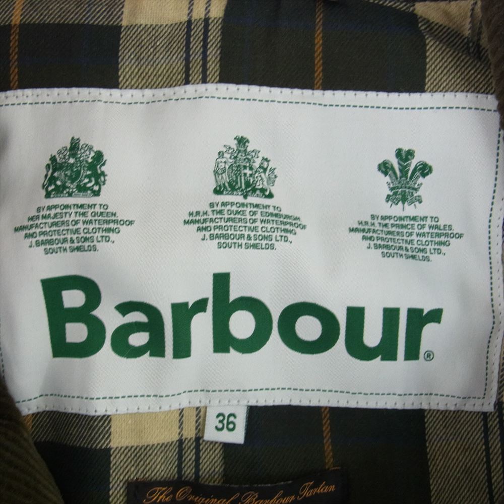 Barbour バブアー 1902200 DESPATCH RIDERS WAX オイルド ワックス 襟コーデュロイ トレンチコート グリーン系 ダークグリーン系 36【中古】