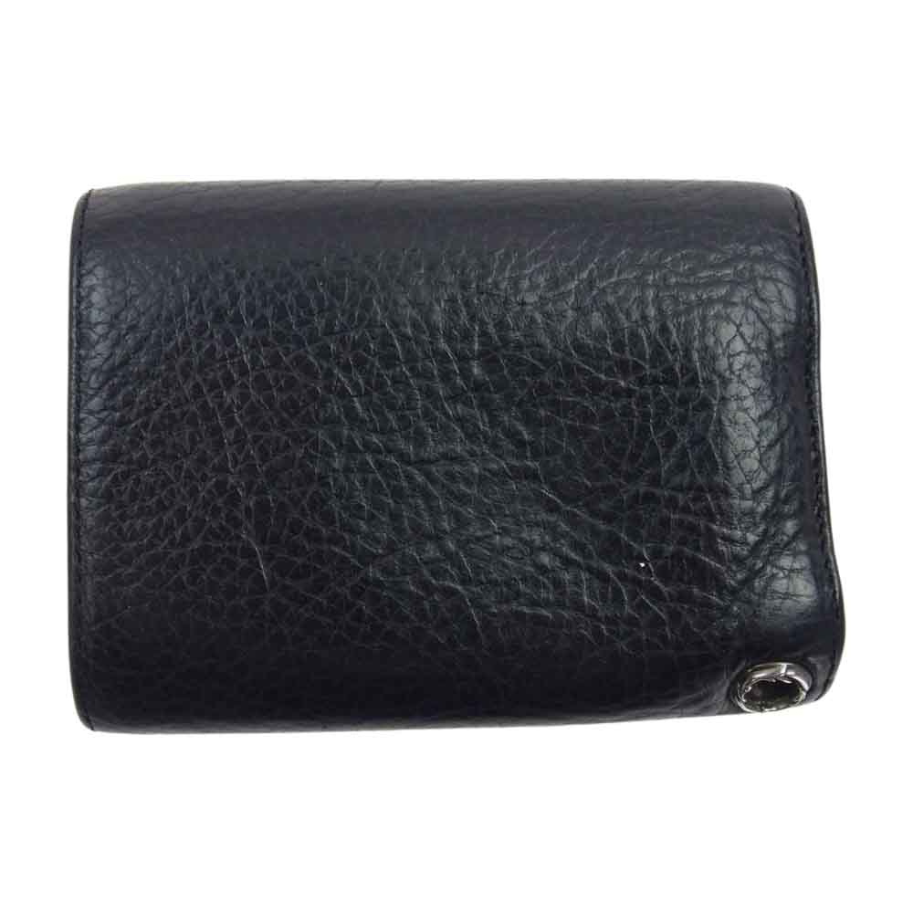 CHROME HEARTS クロムハーツ（原本無） 3 FOLD WALLET 3フォールド クロスボールボタン レザー ウォレット 財布 ブラック系【中古】