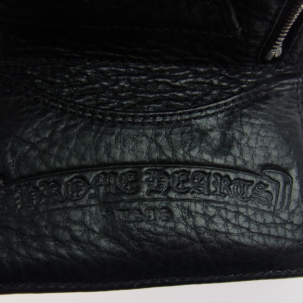 CHROME HEARTS クロムハーツ（原本無） 3 FOLD WALLET 3フォールド クロスボールボタン レザー ウォレット 財布 ブラック系【中古】