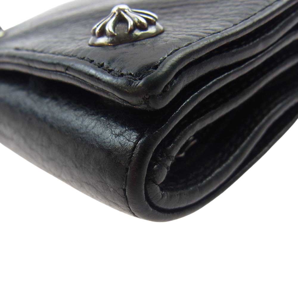 CHROME HEARTS クロムハーツ（原本無） 3 FOLD WALLET 3フォールド クロスボールボタン レザー ウォレット 財布 ブラック系【中古】