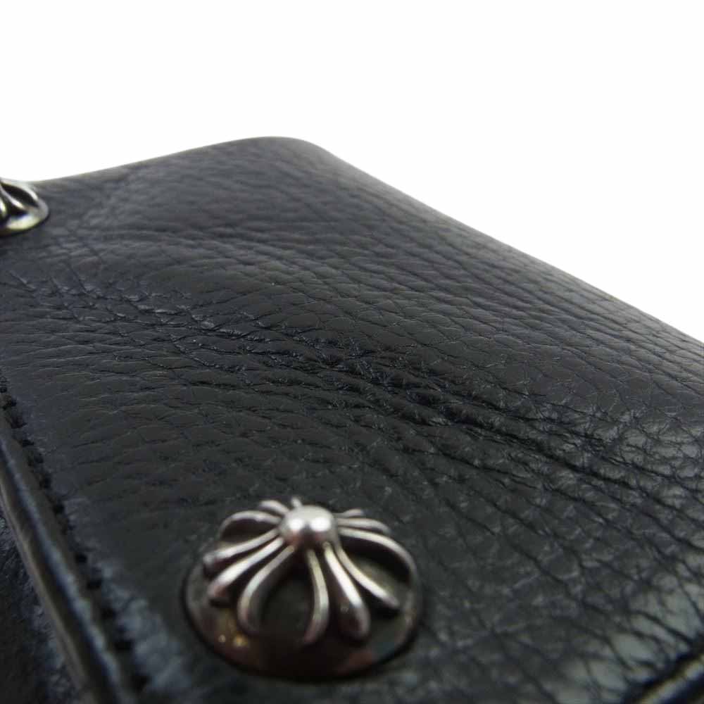 CHROME HEARTS クロムハーツ（原本無） 3 FOLD WALLET 3フォールド クロスボールボタン レザー ウォレット 財布 ブラック系【中古】