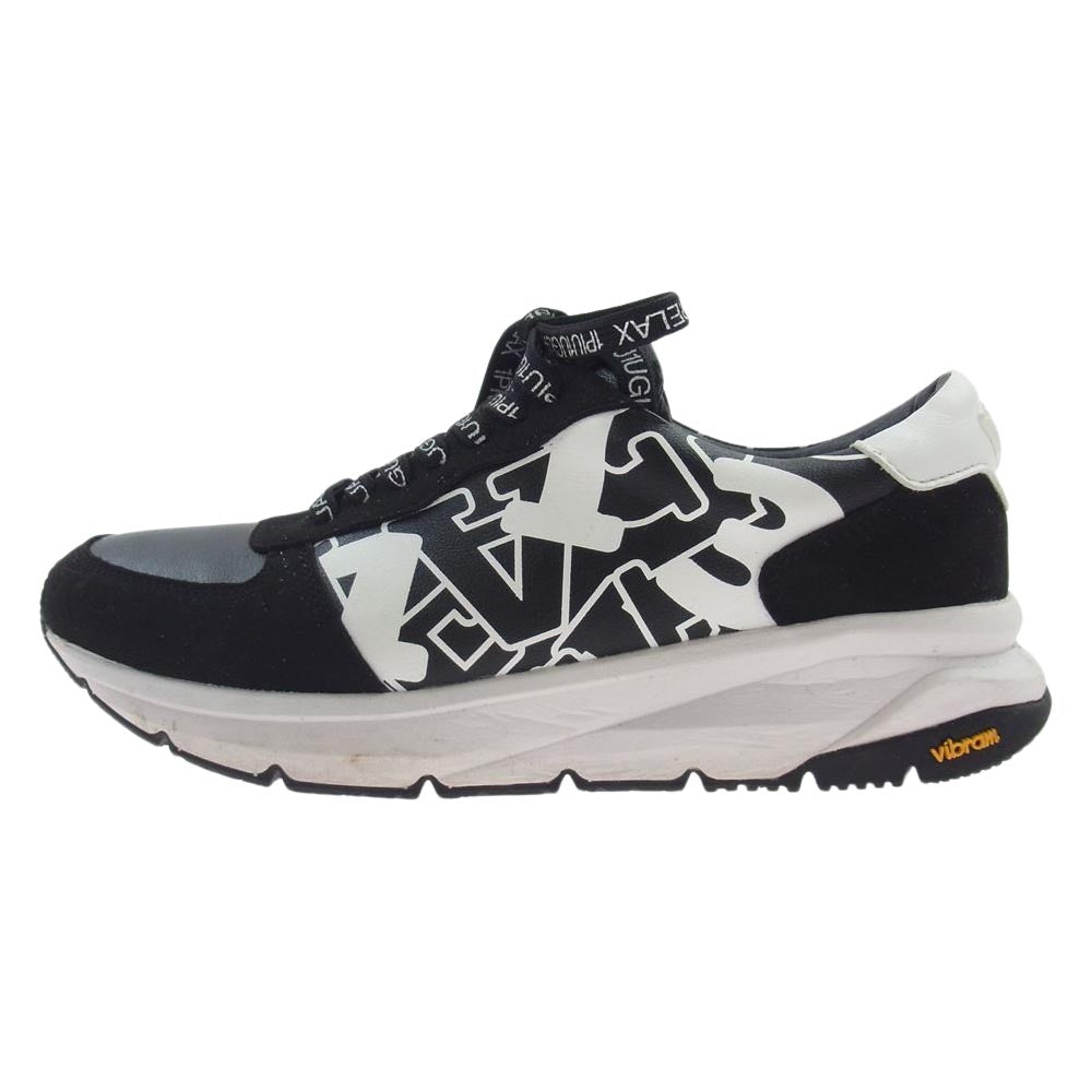 1piu1uguale3 ウノピュウノウグァーレトレ RELAX リラックス USX-21015 DIAGONAL LOGO VIBRAM SOLE SNEAKER ダイアゴナルロゴ スニーカー ブラック系 26cm【中古】