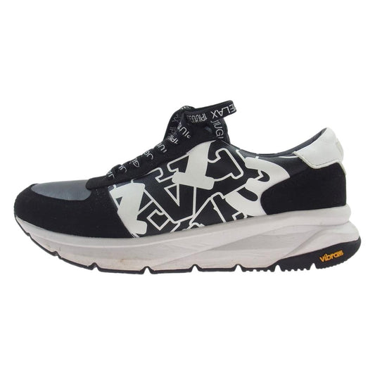1piu1uguale3 ウノピュウノウグァーレトレ RELAX リラックス USX-21015 DIAGONAL LOGO VIBRAM SOLE SNEAKER ダイアゴナルロゴ スニーカー ブラック系 26cm【中古】