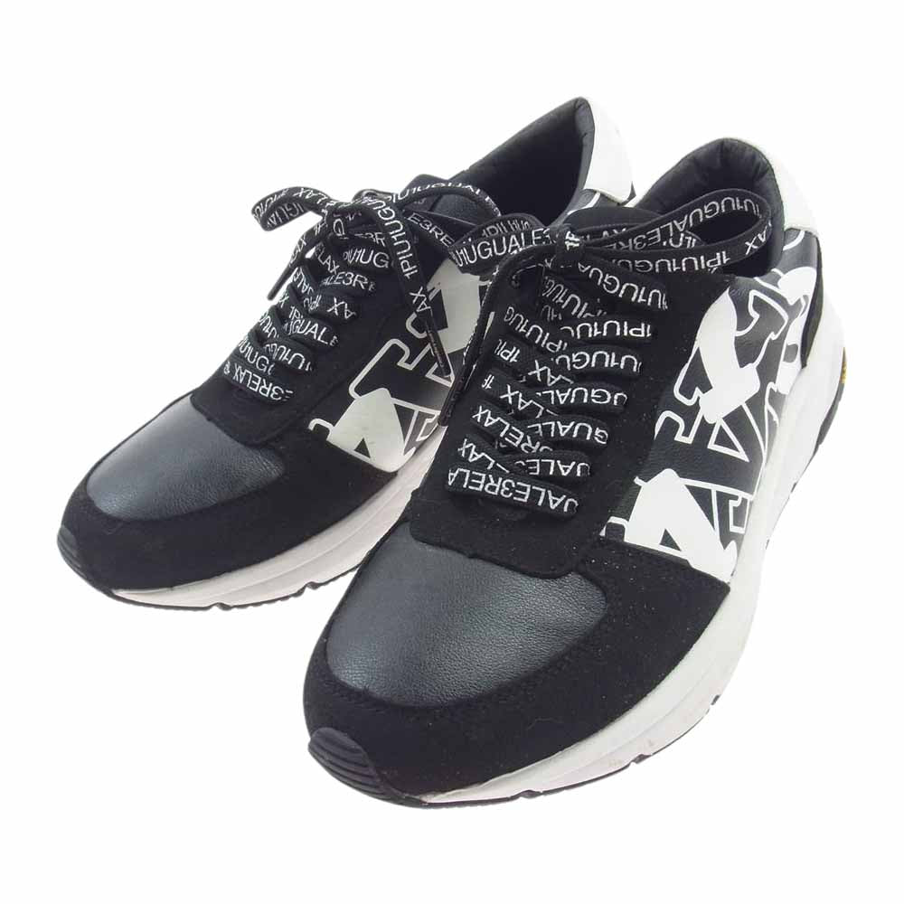 1piu1uguale3 ウノピュウノウグァーレトレ RELAX リラックス USX-21015 DIAGONAL LOGO VIBRAM SOLE SNEAKER ダイアゴナルロゴ スニーカー ブラック系 26cm【中古】