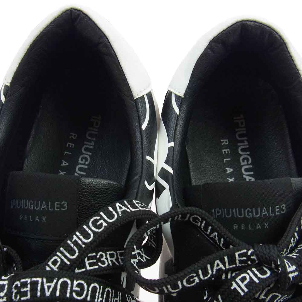 1piu1uguale3 ウノピュウノウグァーレトレ RELAX リラックス USX-21015 DIAGONAL LOGO VIBRAM SOLE SNEAKER ダイアゴナルロゴ スニーカー ブラック系 26cm【中古】