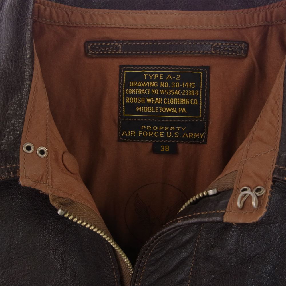 レインボーカントリー Type A-2 ROUGH WEAR CLOTHING ラフウェア 実名復刻 フライト ジャケット ブラウン系 38【中古】