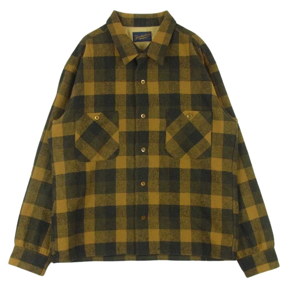 TENDERLOIN テンダーロイン T-WOOL SHT ウール チェック オープン 長袖 シャツ 日本製 イエロー系 L【中古】