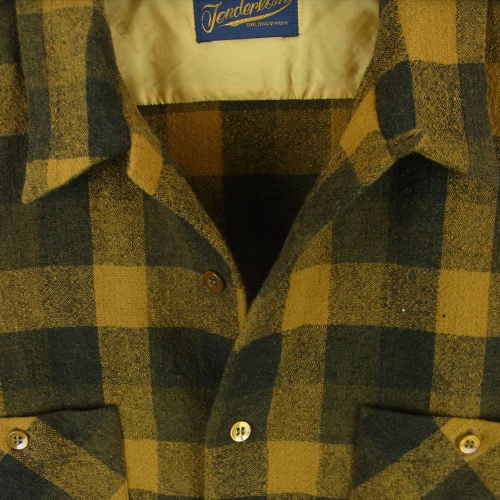 TENDERLOIN テンダーロイン T-WOOL SHT ウール チェック オープン 長袖 シャツ 日本製 イエロー系 L【中古】