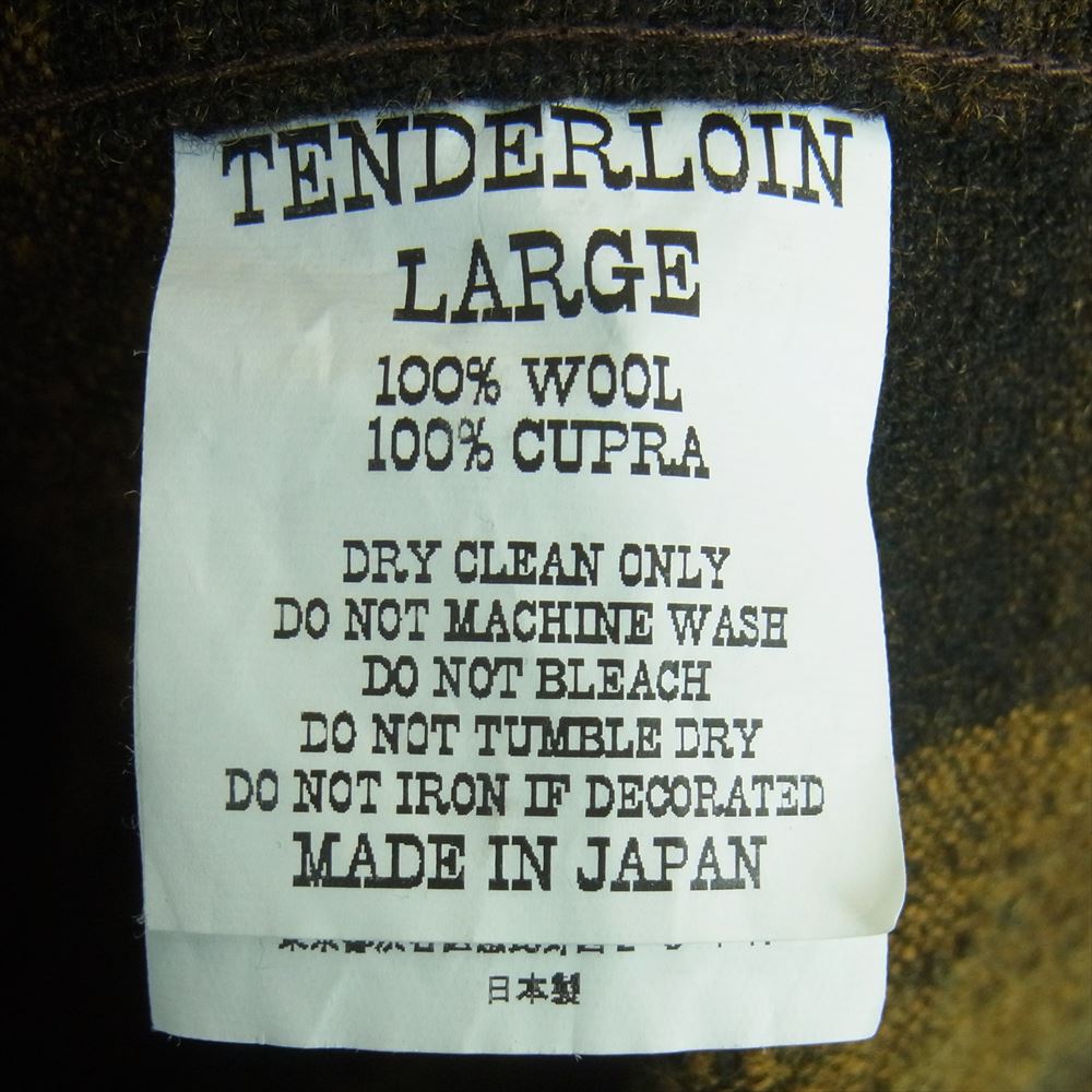 TENDERLOIN テンダーロイン T-WOOL SHT ウール チェック オープン 長袖 シャツ 日本製 イエロー系 L【中古】