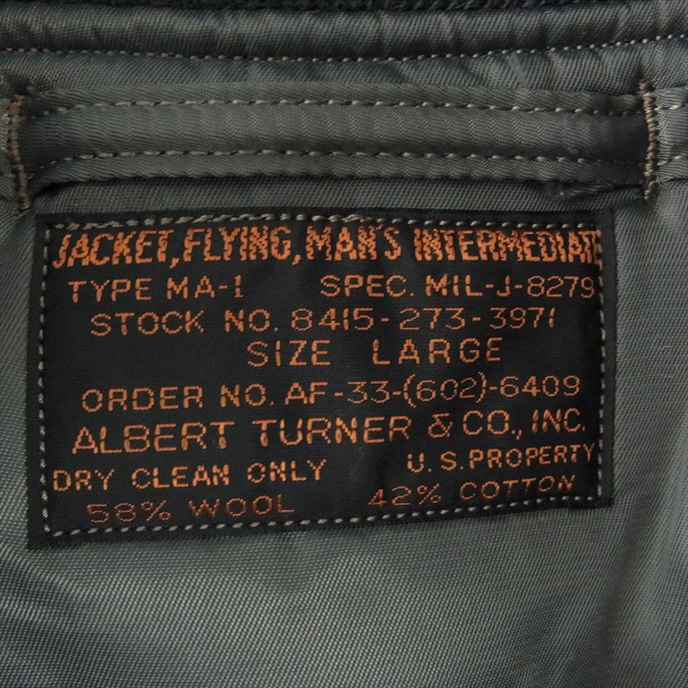 Buzz Rickson's バズリクソンズ BR14900 ALBERT TURNER & CO INC アルバートターナー MA-1 フライトジャケット カーキ系 L【美品】【中古】