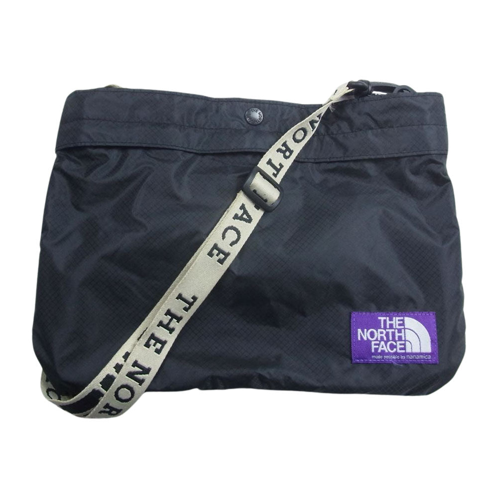 THE NORTH FACE ノースフェイス NN7917N  PURPLE LABEL パープルレーベル Lightweight Logo tape Shoulder Bag ライトウエイト ロゴテープ ショルダーバッグ サコッシュ ブラック系【中古】