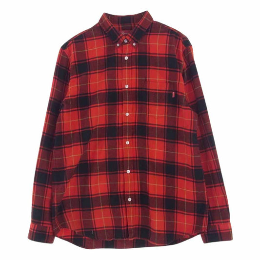 Supreme シュプリーム 18AW Tartan L/S Flannel Shirt タータン チェック ネル BD シャツ レッド系 XL【中古】