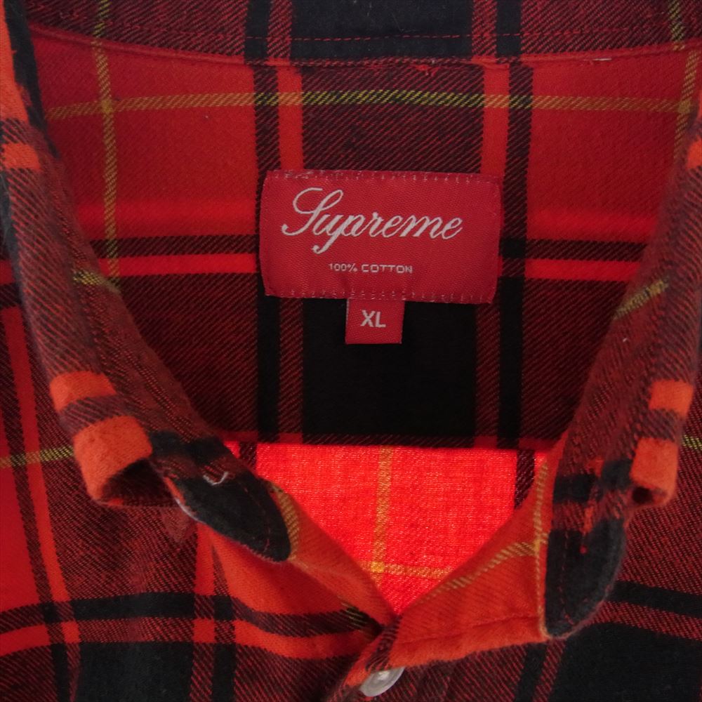 Supreme シュプリーム 18AW Tartan L/S Flannel Shirt タータン チェック ネル BD シャツ レッド系 XL【中古】