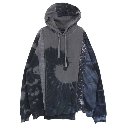 リビルドバイニードルズ 22AW LQ315 5 Cuts Hoody - B&W Mishmash 解体再構築 タイダイ リメイク パーカー フーディー グレー系 XL【中古】