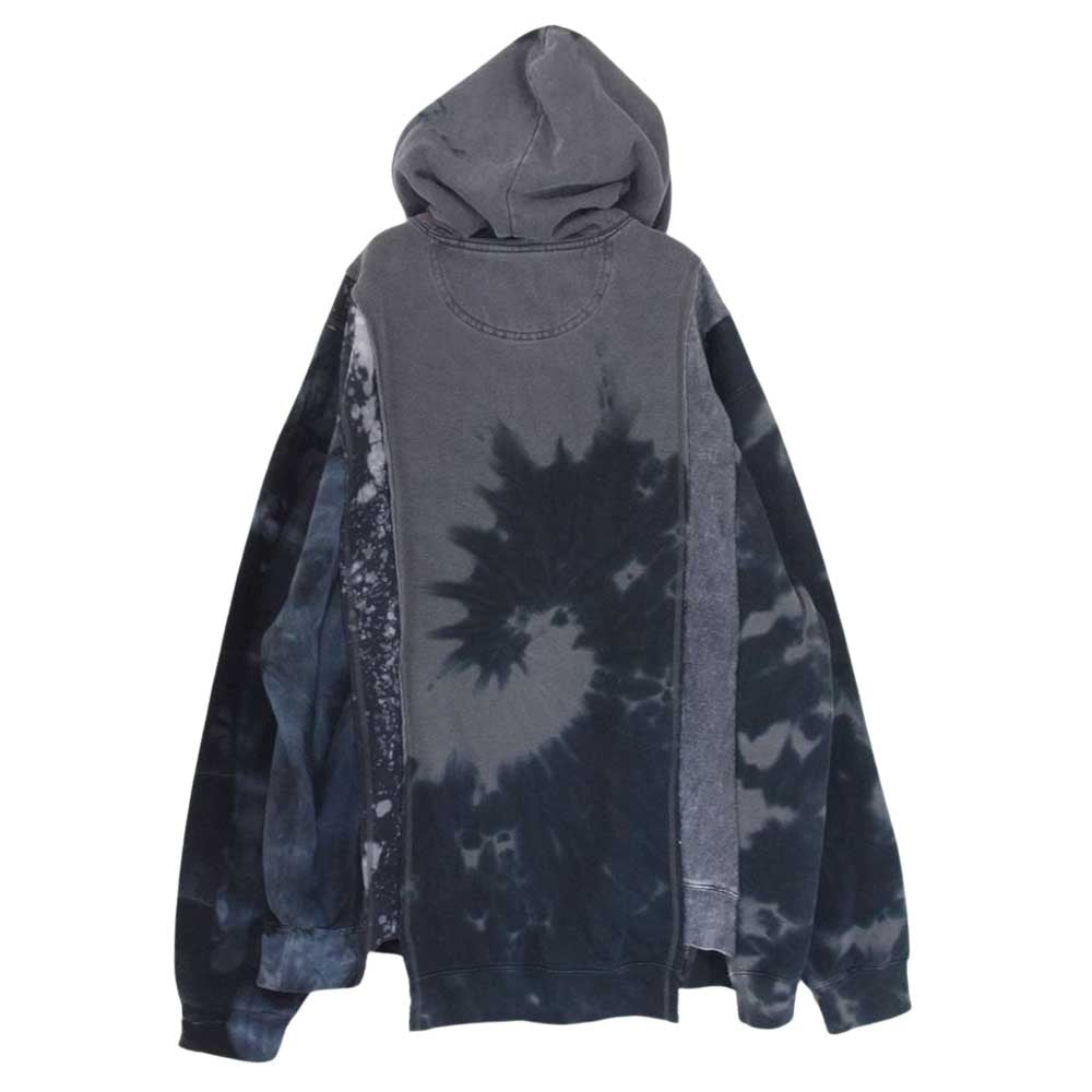 リビルドバイニードルズ 22AW LQ315 5 Cuts Hoody - B&W Mishmash 解体再構築 タイダイ リメイク パーカー フーディー グレー系 XL【中古】