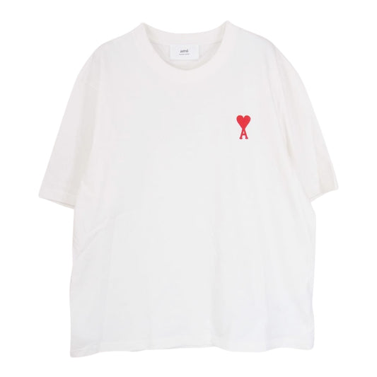 アミパリス alexandre mattiussi アレクサンドル・マテュッシ AMI DE COEUR クラシックフィット ハートロゴ刺繍 半袖Tシャツ ホワイト系 M【中古】