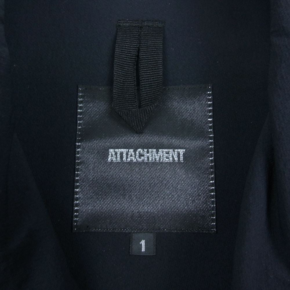 ATTACHMENT アタッチメント AC93-244 ナイロン ストレッチ ダブルブレスト ロングコート ブラック系 1【中古】