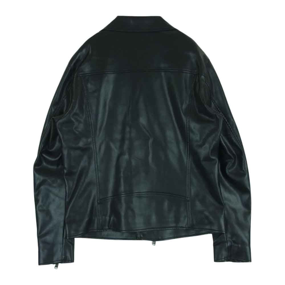 ブラックレーベルクレストブリッジ フェイクレザー 裏地チェック ダブルライダース ジャケット ブラック系 M【美品】【中古】