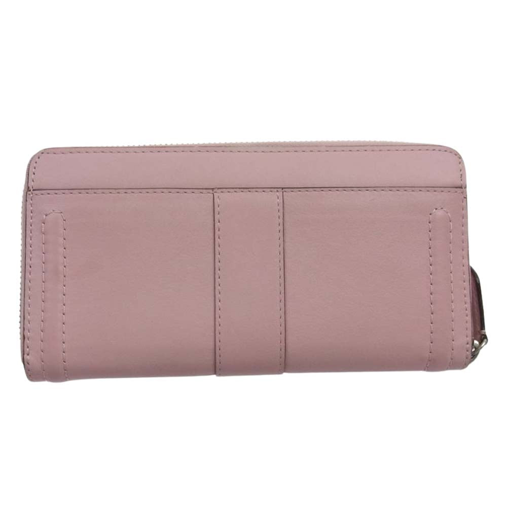 COACH コーチ ベルト付き ラウンドジップ 長財布 ピンク系【中古】