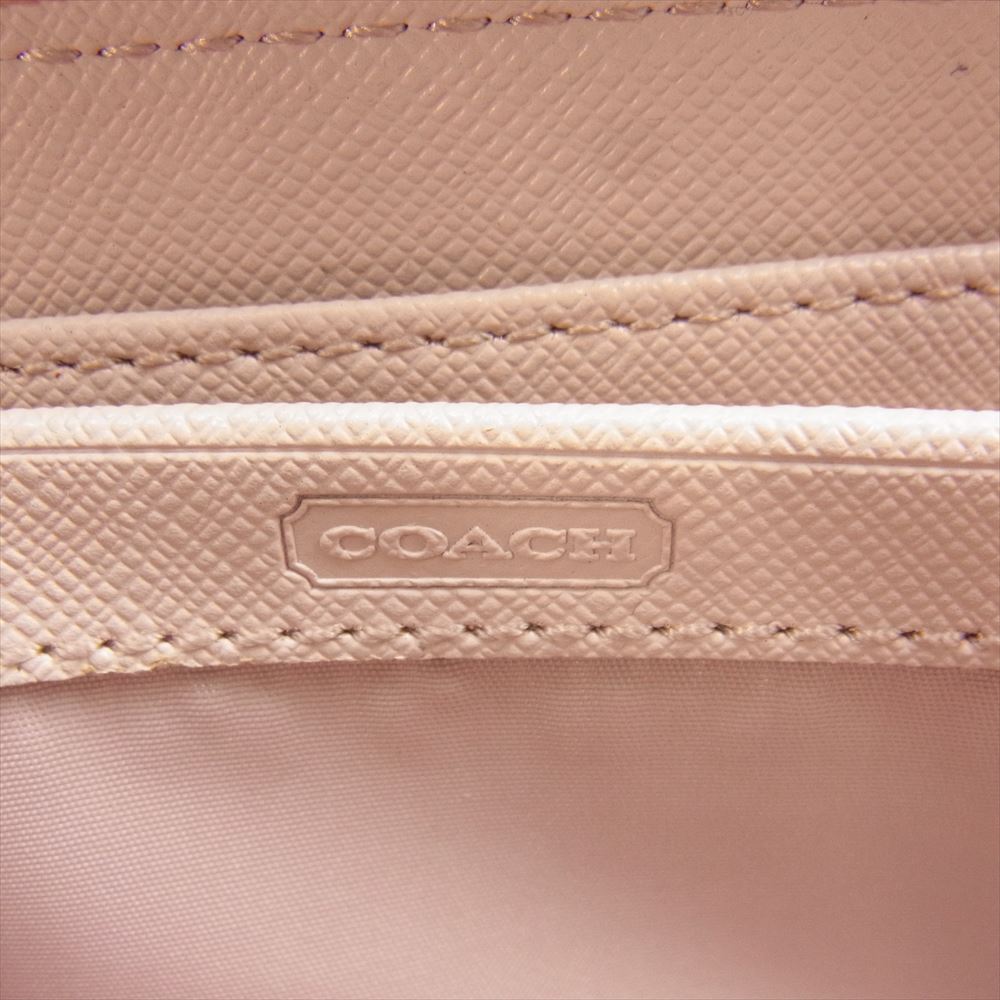 COACH コーチ ベルト付き ラウンドジップ 長財布 ピンク系【中古】