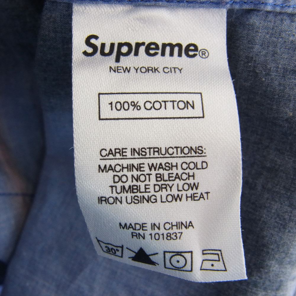 Supreme シュプリーム 21SS Spray Tartan shirt スプレータータン 長袖 チェックシャツ ブルー系 S【中古】