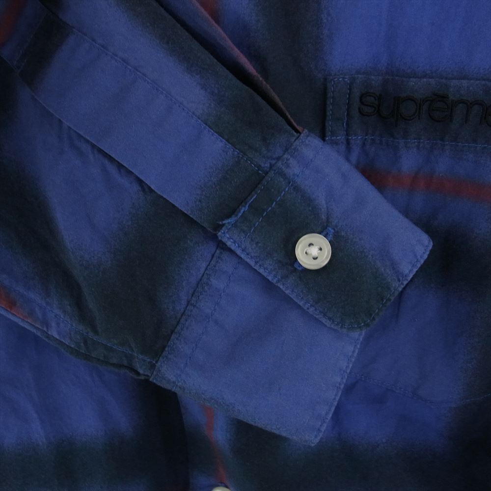 Supreme シュプリーム 21SS Spray Tartan shirt スプレータータン 長袖 チェックシャツ ブルー系 S【中古】