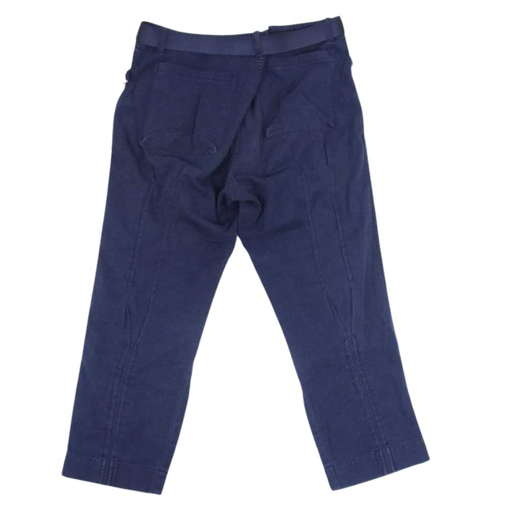 UNDERCOVER アンダーカバー USR9591-1 the shepherd ザシェパード × フラグメント 加工 ベルト付き ボンテージ パンツ ネイビー系 4【美品】【中古】