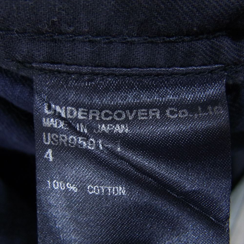 UNDERCOVER アンダーカバー USR9591-1 the shepherd ザシェパード × フラグメント 加工 ベルト付き ボンテージ パンツ ネイビー系 4【美品】【中古】