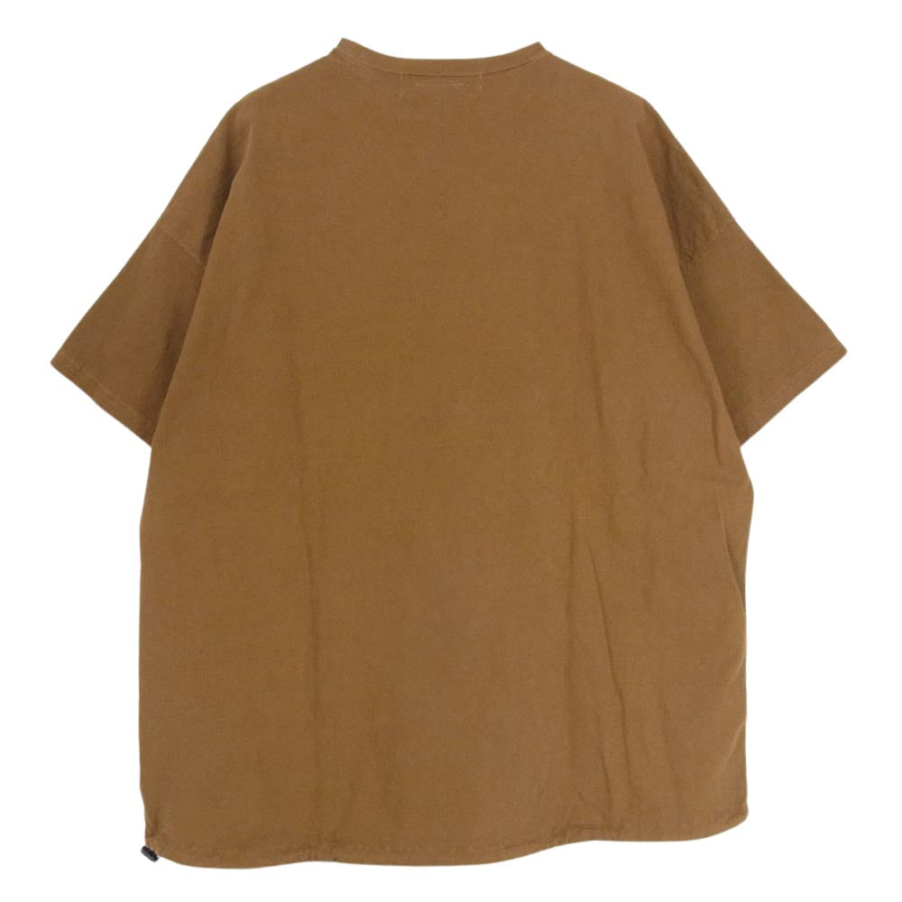 REMI RELIEF レミレリーフ × BRIEFING ブリーフィング ポケット ロゴ ナイロン切替 半袖 Tシャツ ブラウン系 XL【中古】