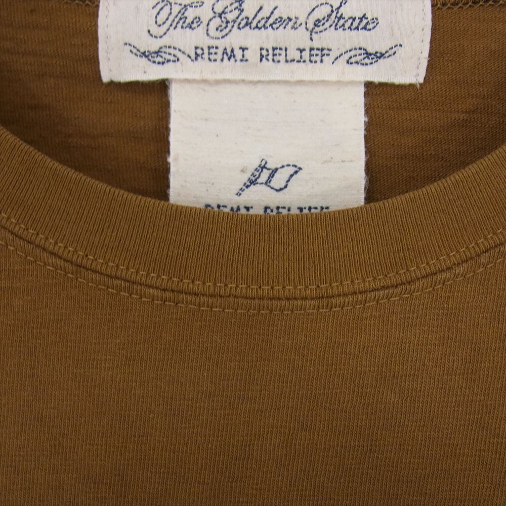 REMI RELIEF レミレリーフ × BRIEFING ブリーフィング ポケット ロゴ ナイロン切替 半袖 Tシャツ ブラウン系 XL【中古】