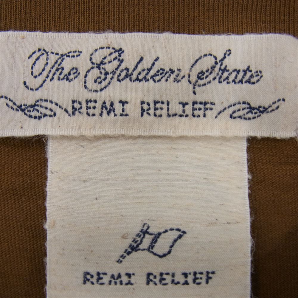 REMI RELIEF レミレリーフ × BRIEFING ブリーフィング ポケット ロゴ ナイロン切替 半袖 Tシャツ ブラウン系 XL【中古】