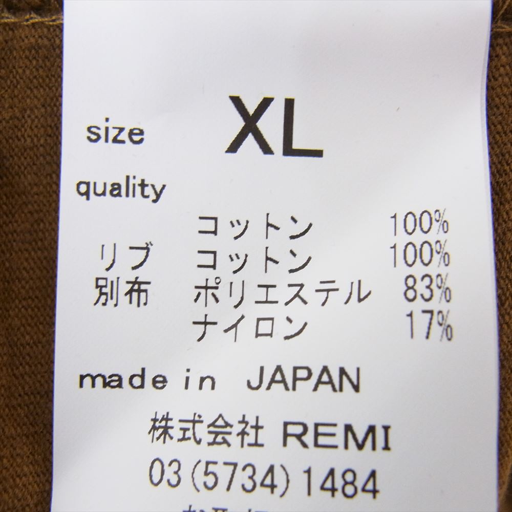 REMI RELIEF レミレリーフ × BRIEFING ブリーフィング ポケット ロゴ ナイロン切替 半袖 Tシャツ ブラウン系 XL【中古】