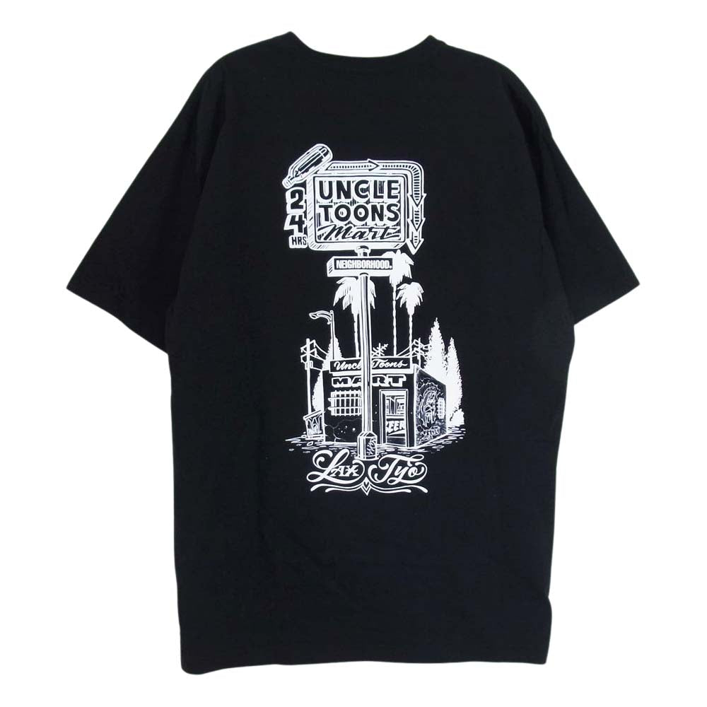 NEIGHBORHOOD ネイバーフッド × MR CARTOON ミスターカートゥーン UNCLE TOON MART プリント半袖 Tシャツ ブラック系 L【中古】
