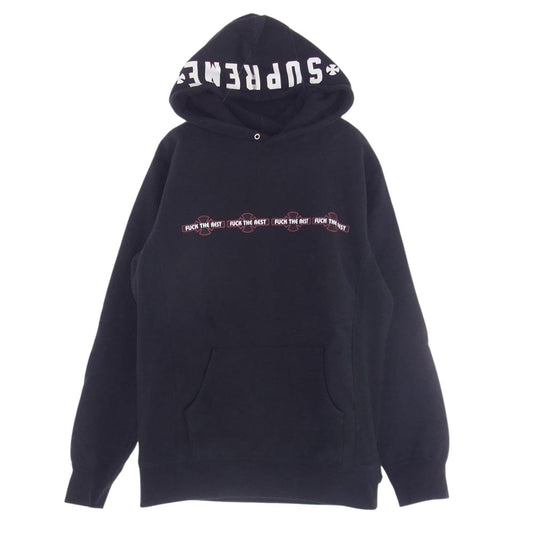 Supreme シュプリーム 15AW × Independent インデペンデント Hooded Sweatshirt FUCK THE REST ロゴ プリント フーデッド スウェット シャツ プルオーバー パーカー ブラック系 L【中古】