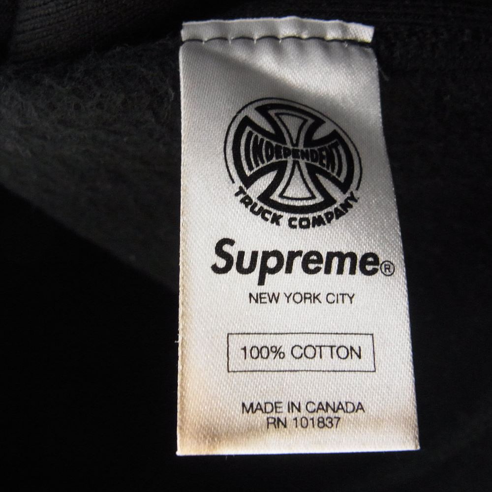 Supreme シュプリーム 15AW × Independent インデペンデント Hooded Sweatshirt FUCK THE REST ロゴ プリント フーデッド スウェット シャツ プルオーバー パーカー ブラック系 L【中古】