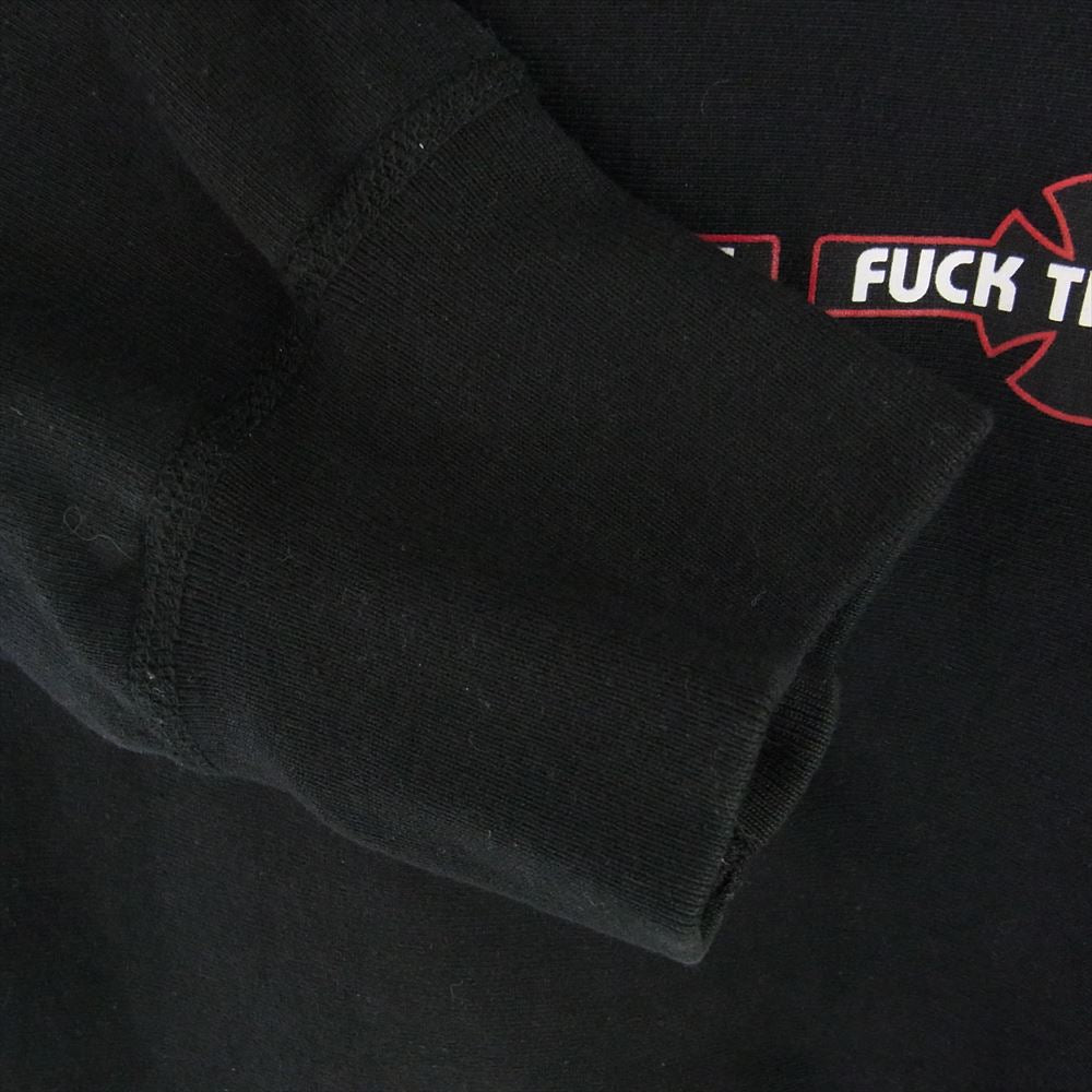 Supreme シュプリーム 15AW × Independent インデペンデント Hooded Sweatshirt FUCK THE REST ロゴ プリント フーデッド スウェット シャツ プルオーバー パーカー ブラック系 L【中古】