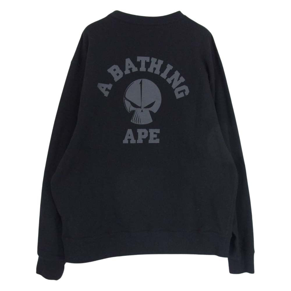 NEIGHBORHOOD ネイバーフッド 001SWJ231901C × A BATHING APE ア ベイシング エイプ BAPE NBHD RELAXED FIT CREWNECK リラックス フィット ロゴ プリント クルーネック スウェット トレーナー ブラック系 XL【中古】