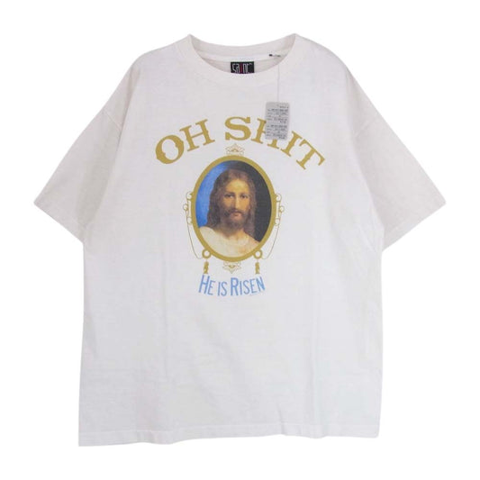 SAINT MICHAEL セントマイケル SM-A22-0000-003 SS TEE OH SHIT キリスト グラフィック プリント Tシャツ オフホワイト系 XL【新古品】【未使用】【中古】