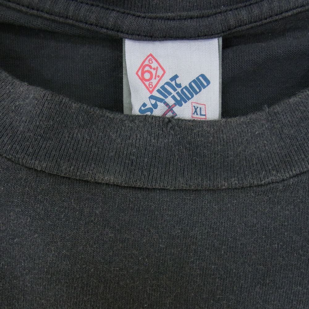 NEIGHBORHOOD ネイバーフッド SM-S23-0000-114 × SAINT MICHAEL セントマイケル NH-SS TEE BIKE バイク プリント ダメージ加工 Tシャツ ブラック系 XL【新古品】【未使用】【中古】