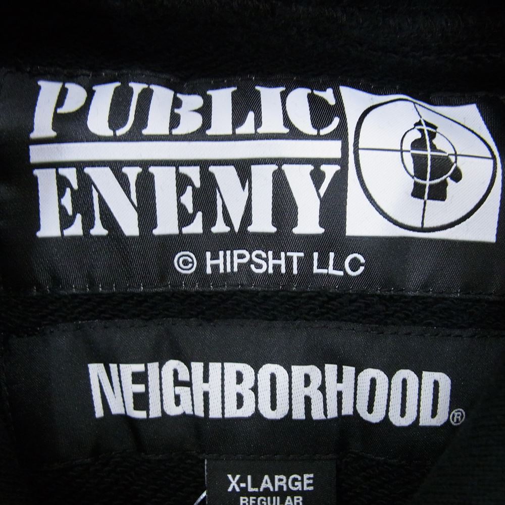 NEIGHBORHOOD ネイバーフッド 23AW 232UWNH-CSM01 × PUBLIC ENEMY パブリックエネミー SWEATPARKA LS ロゴ プリント スウェット プルオーバー パーカー ブラック系 XL【新古品】【未使用】【中古】