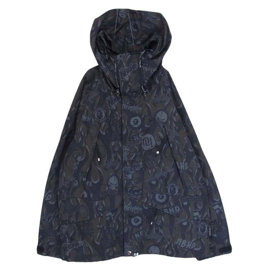 NEIGHBORHOOD ネイバーフッド 17SS 001LJJ231901C × A BATHING APE ア ベイシング エイプ NHBP．SNOWBOARD ／ N-JKT スノーボード マウンテン パーカ ナイロン カモ 迷彩 総柄 ジャケット ブラック系 XL【中古】
