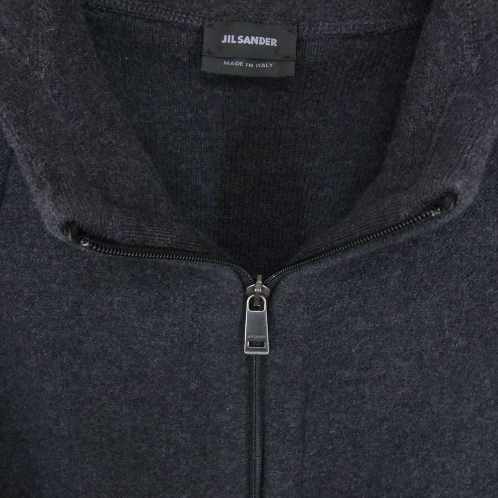 JIL SANDER ジルサンダー JSMG751071 国内正規品 ウールニット フルジップ 長袖 パーカー グレー系 44【中古】