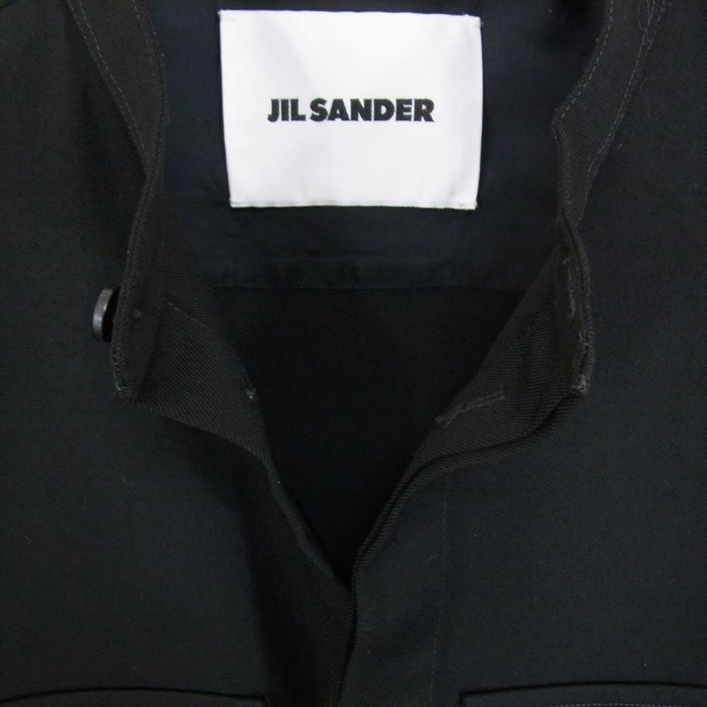JIL SANDER ジルサンダー JSMT601132MT20270012 国内正規品 ウールギャバジン ビッグポケット バンドカラー 長袖シャツ ブラック系 38【中古】